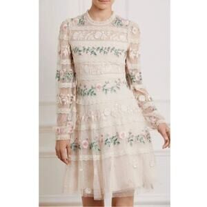 NEEDLE & THREAD Sz 0 Precious Rose Embroidered Short Mini Dress